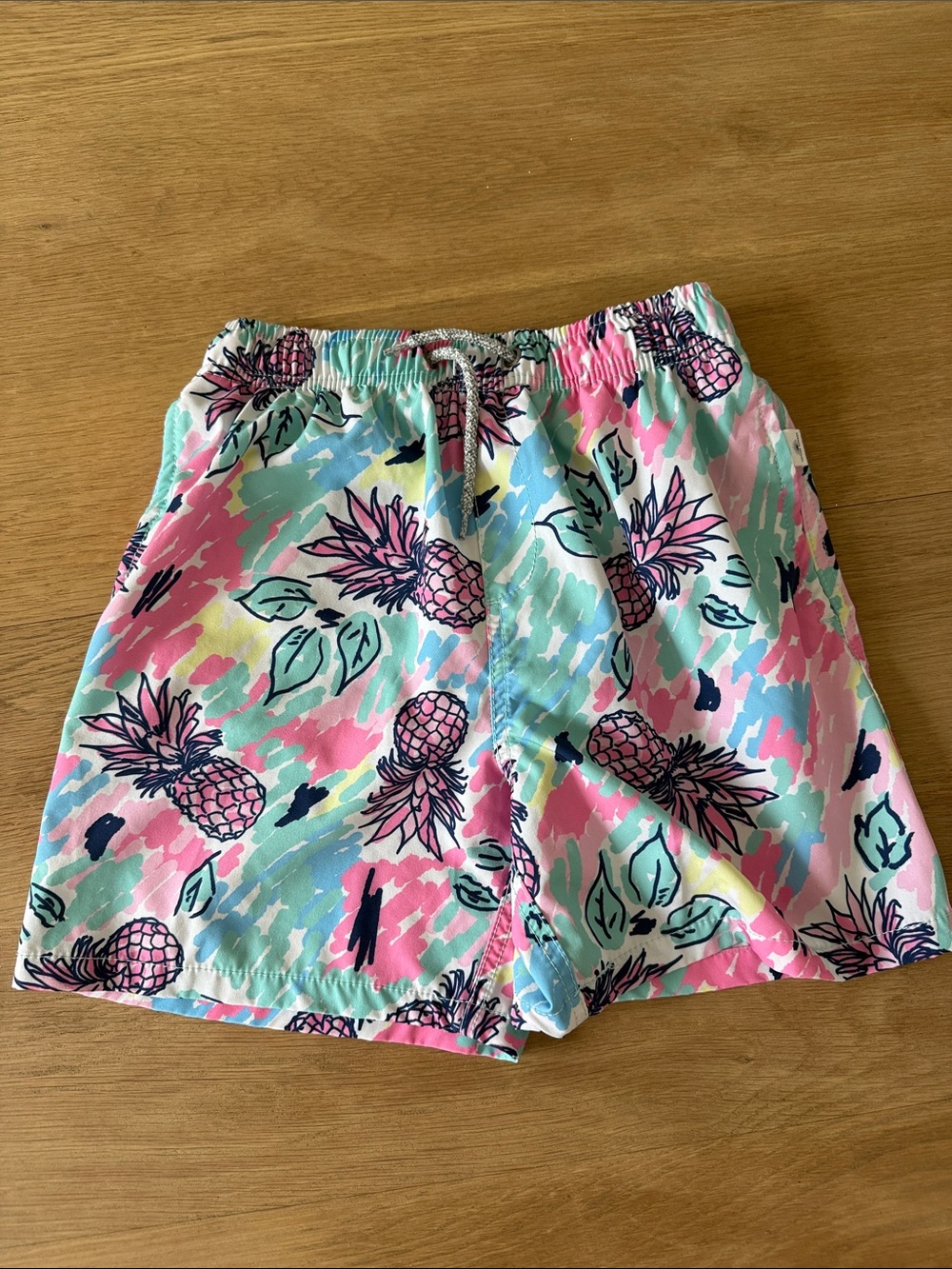 Kids Pineapple Print Swim Trunks - Pastel Multi